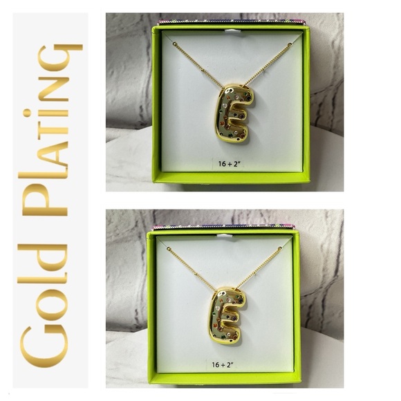 🐘🐘💓 14K Gold Plated Initial ‘E’ Pendant Necklace - Picture 1 of 4